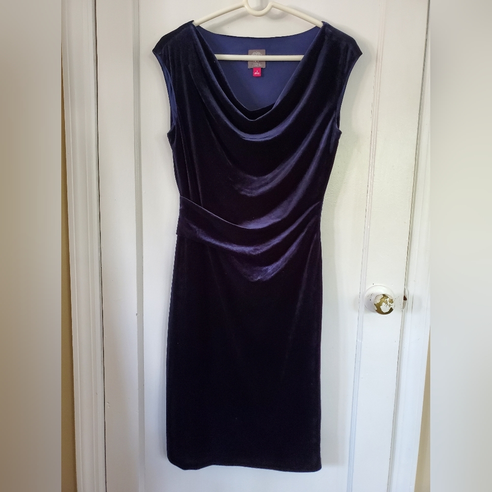 Vince Camuto Navy Velvet Sheath Dress